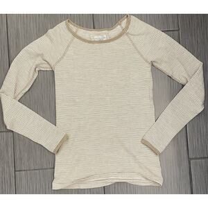 Athleta Remarkawool Tan Striped Long Sleeve Top Size XS Stretch Activewear